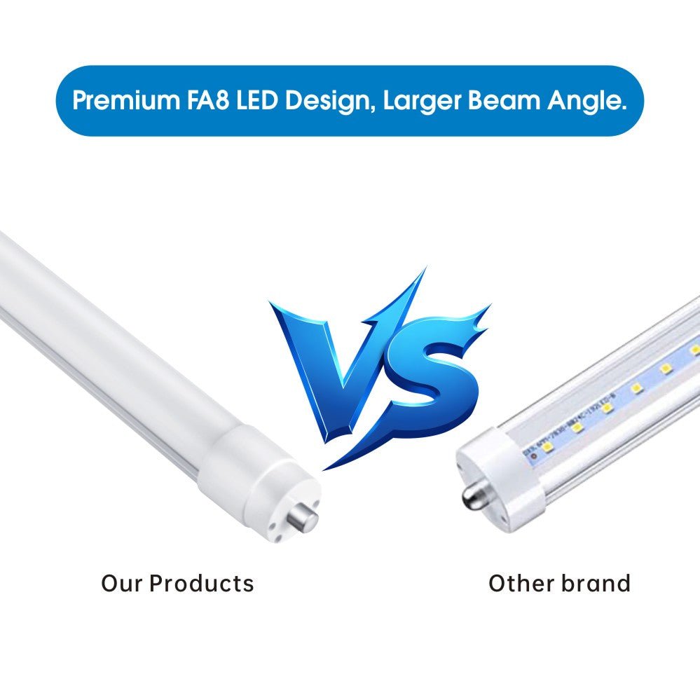 WAWA Lights 8FT V-Shape LED Tube, 50W, 6,750 Lumens, 6500K, FA8 Single Pin, Ballast Bypass
