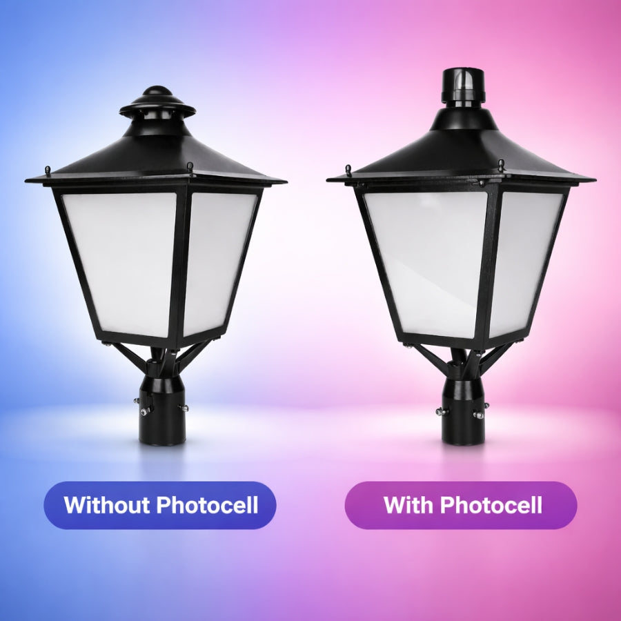 WAWA Lights 120W LED post light photocell vs standard