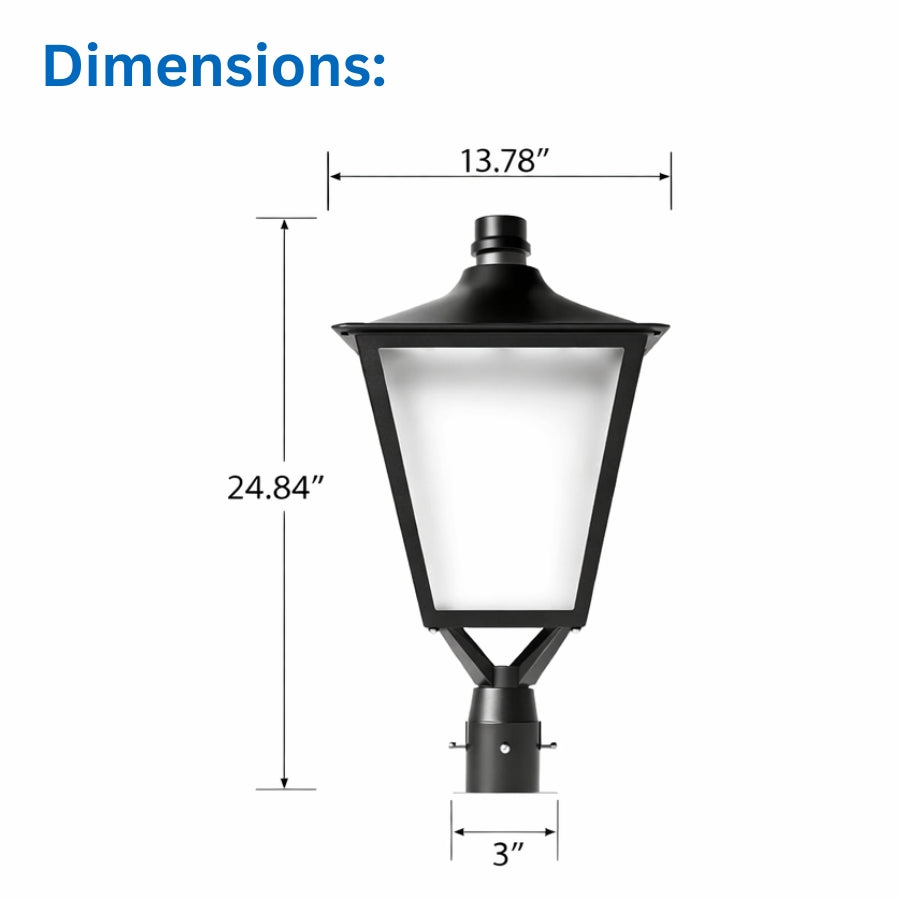 WAWA Lights 120W LED post top lantern dimensions outdoor light