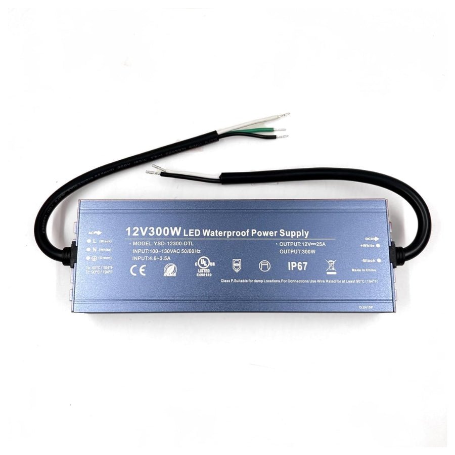 WAWA Lights 300W 12V LED Power Supply, Waterproof IP67, UL Listed, AC to DC Transformer