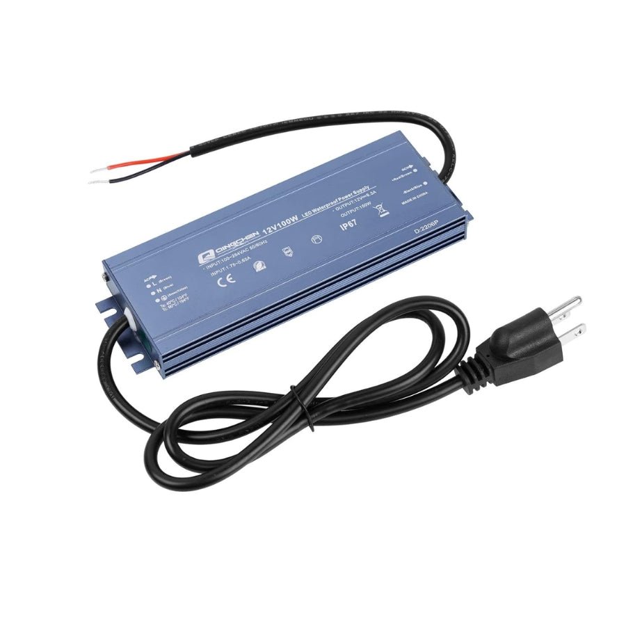 WAWA Lights 100W 12V LED Power Supply, Waterproof IP67, AC 100–264V to DC 12V, 8.3A