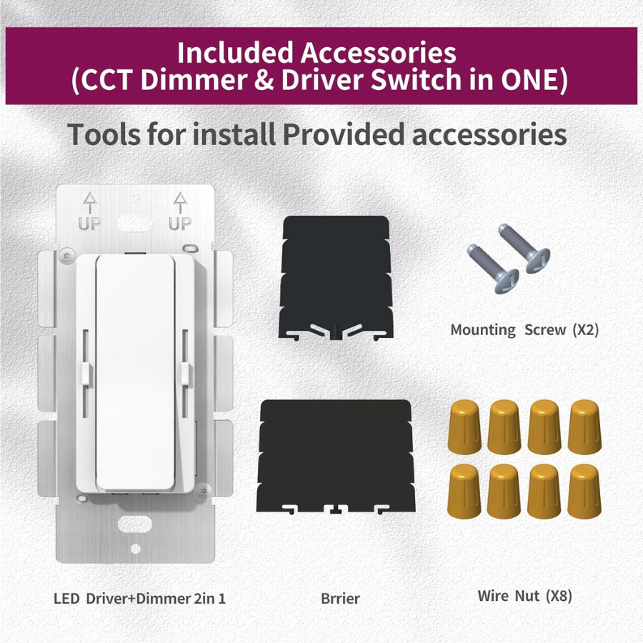WAWA Lights 120W LED Driver & Dimmer Switch 2-in-1, 12V Output, Class 2, UL/FCC/CE