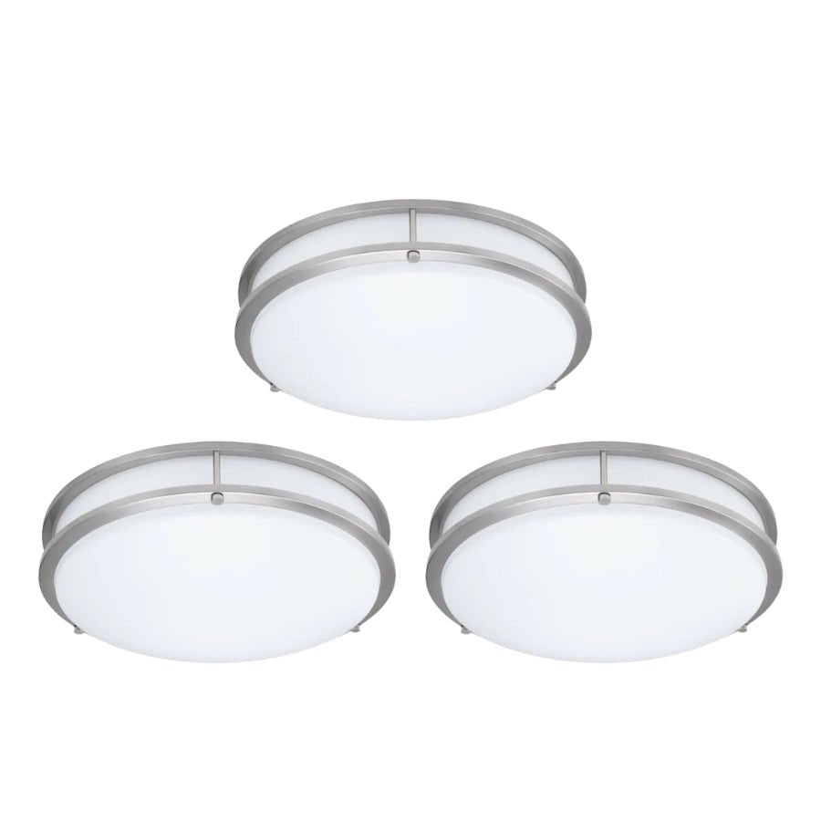 WAWA Lights 14-Inch Dimmable LED Flush Mount Ceiling Light, 25W, 1,750 Lumens, 5700K, Brushed Nickel
