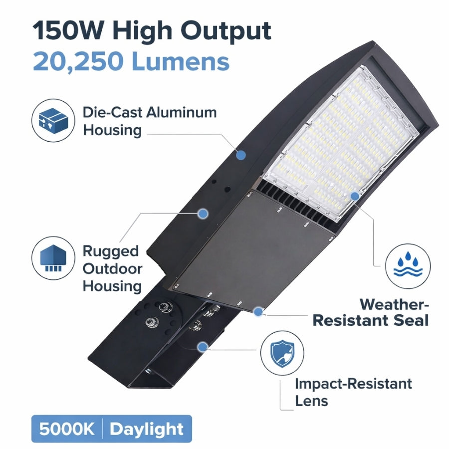 WAWA Lights 150W LED area light with die-cast aluminum housing