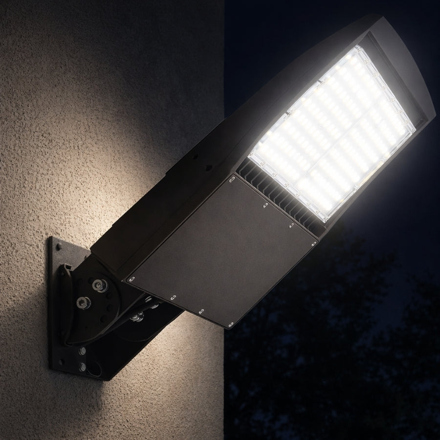 WAWA Lights 150W LED parking lot light installed at night