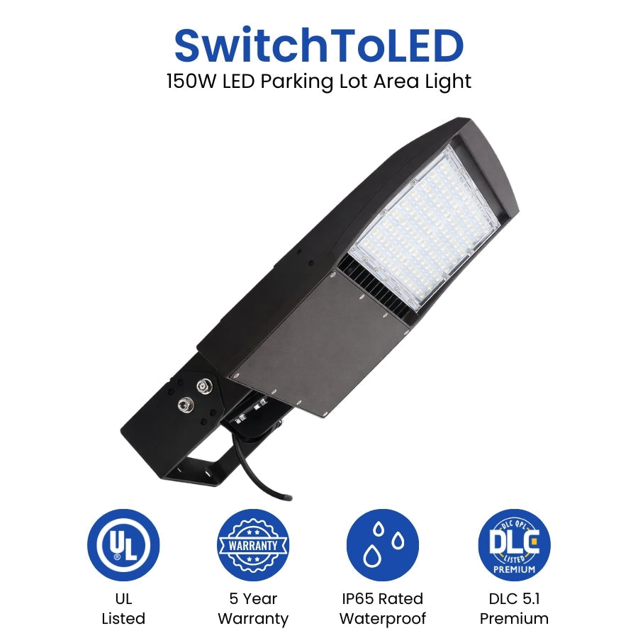 WAWA Lights 150W LED parking lot light, UL, DLC, IP65
