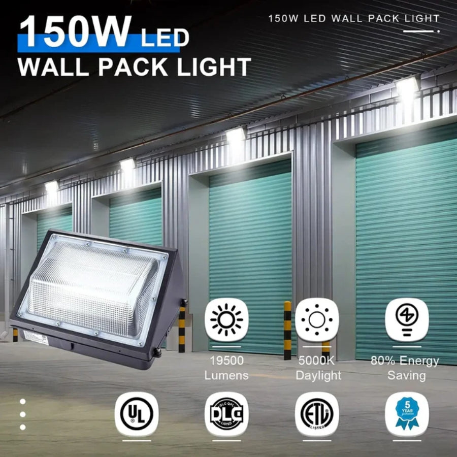 WAWA Lights 150W LED wall pack light for commercial warehouse lighting