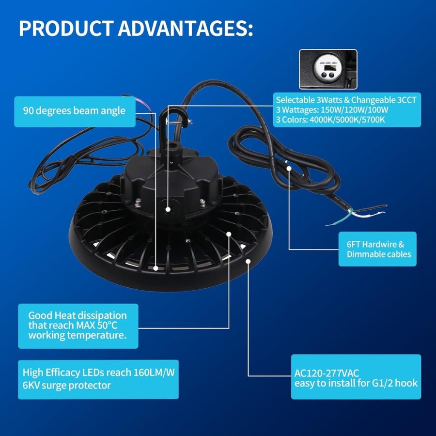 WAWA Lights 150W UFO LED high bay light product advantages