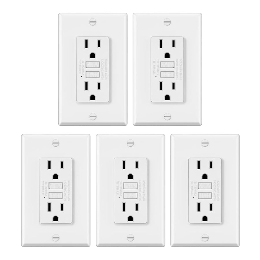 WAWA Lights 15A GFCI Outlet with LED Indicator, Decor, Wallplate Included, ETL Listed, White
