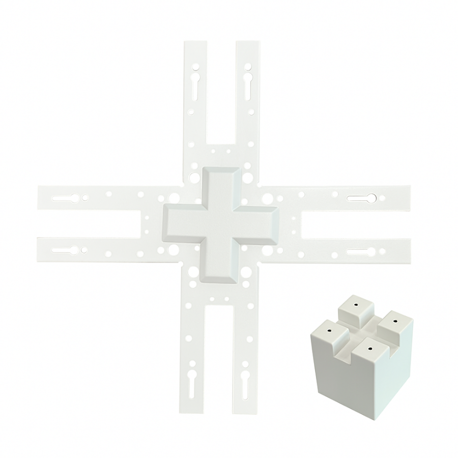 WAWA Lights X-Shape 4-Way LED linear linking bracket, white metal