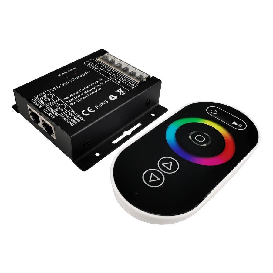 WAWA Lights RGB LED Controller with RF Touch Remote, 432W, 12–24V, 10 Modes