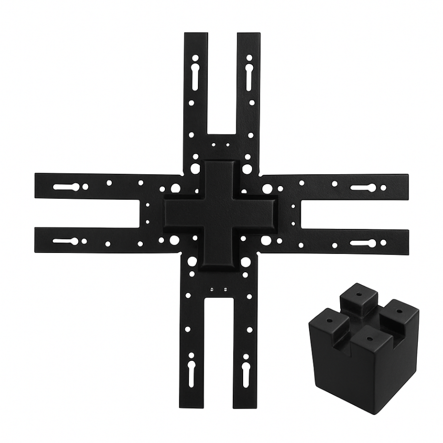 WAWA Lights X-Shape 4-Way LED linear linking bracket, black metal