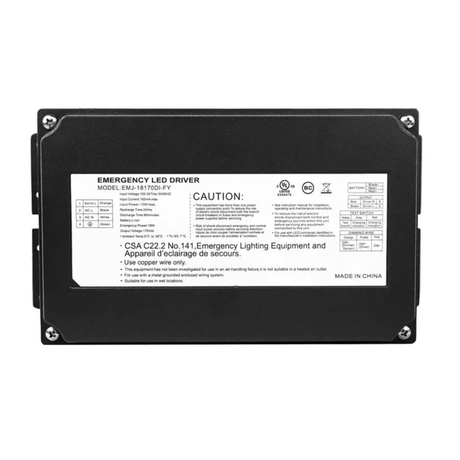 WAWA Lights LED Emergency Wall Pack with Battery Backup, 18W, Up to 1300 Lumens, 5000K, IP65, 120-Min Runtime
