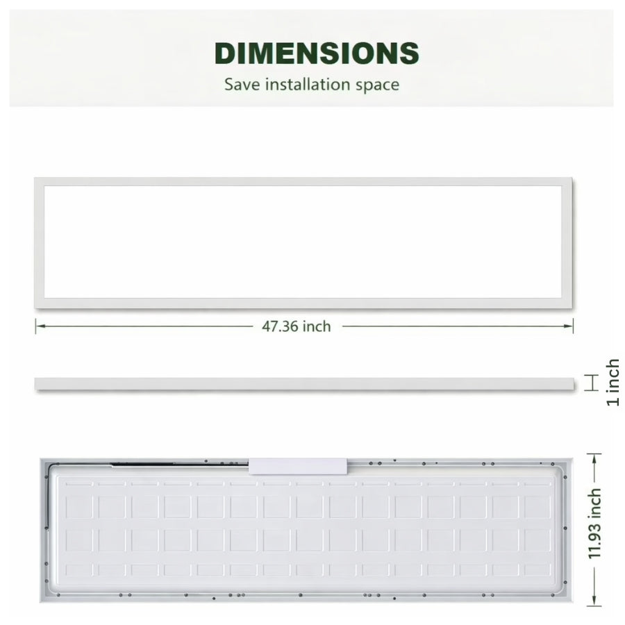 WAWA Lights 1×4 LED Flat Panel Light, 30W / 40W / 50W Selectable, 5CCT, 3750 - 6250 Lumens, TRIAC Dimmable, ETL Listed