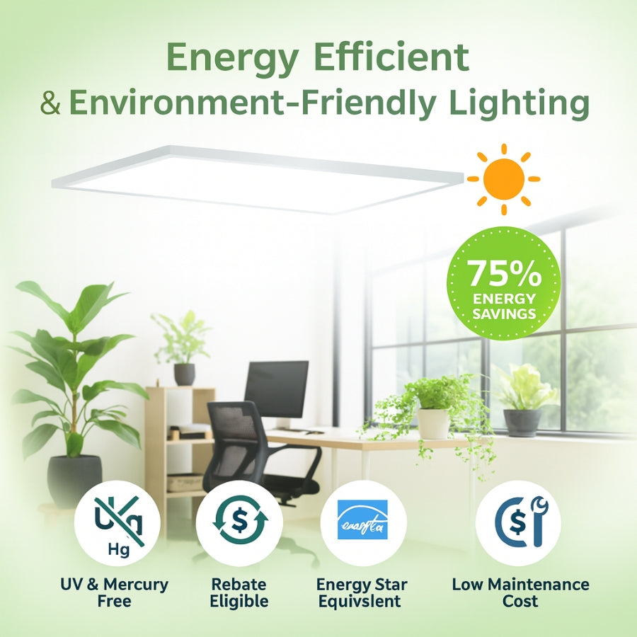 WAWA Lights 1×4 LED Flat Panel Light, 20 W / 30 W / 40 W (Selectable) Selectable, 5CCT, Up to 5000 Lumens, TRIAC Dimmable, ETL Listed