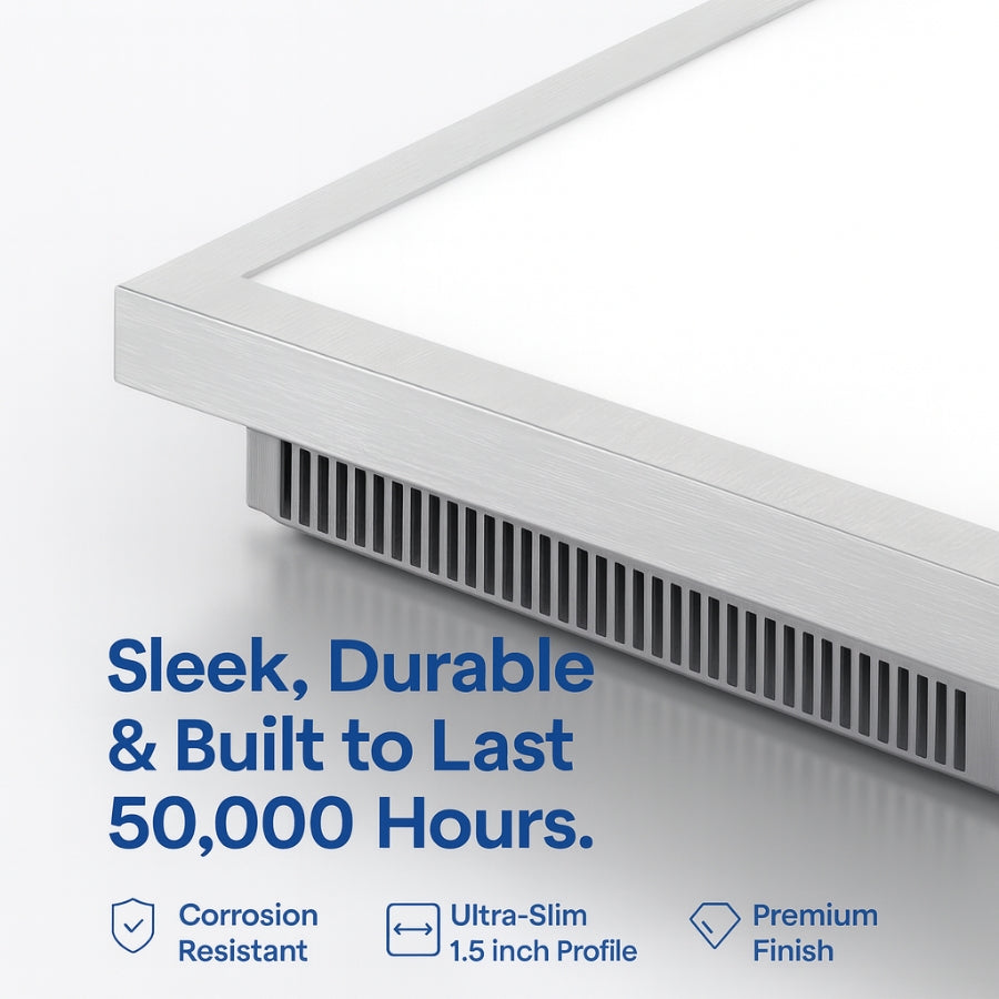 WAWA Lights 1×4 LED Flat Panel Light, 20 W / 30 W / 40 W (Selectable) Selectable, 5CCT, Up to 5000 Lumens, TRIAC Dimmable, ETL Listed