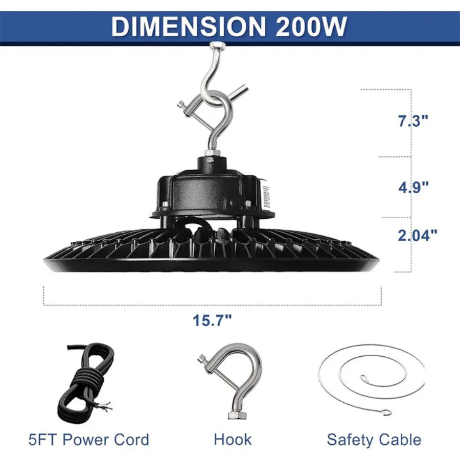 WAWA Lights 200W UFO LED high bay dimensions