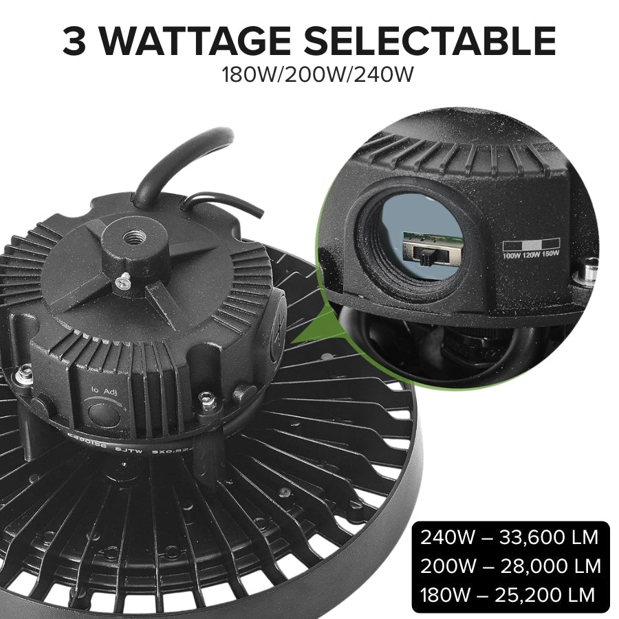 WAWA Lights 240W high bay LED UFO light wattage selectable