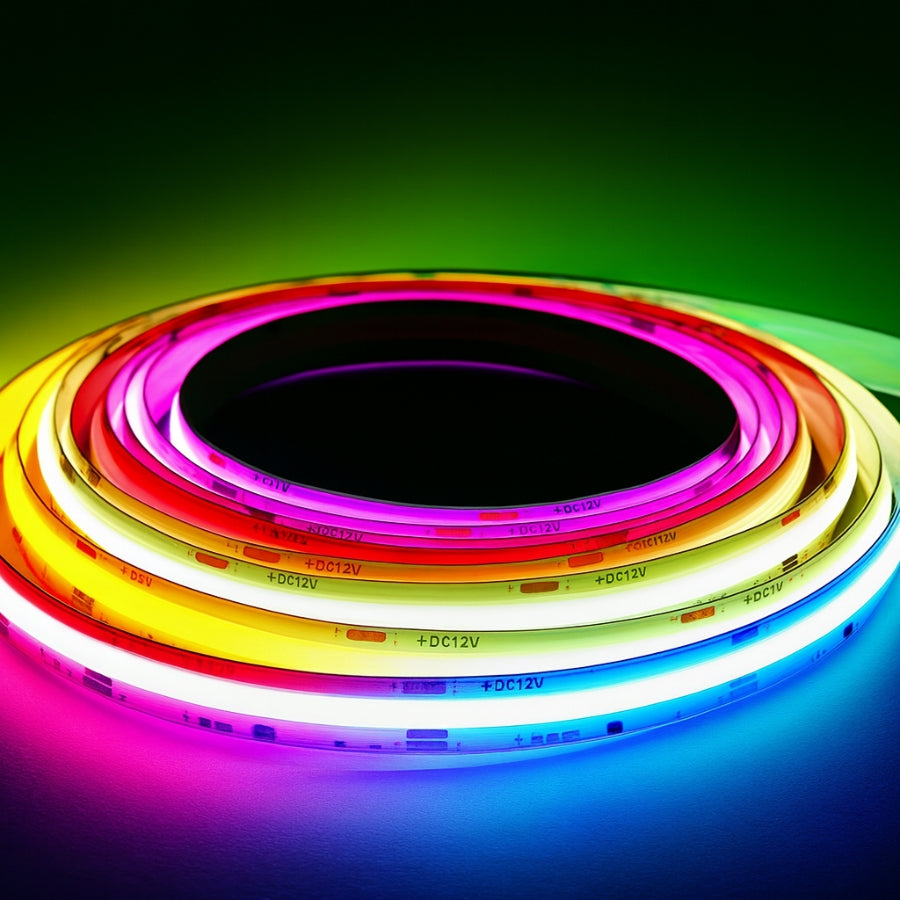 WAWA Lights 16FT RGB COB LED Strip Light, 12V, 840 LEDs/m, Dot-Free, Color Changing Tape