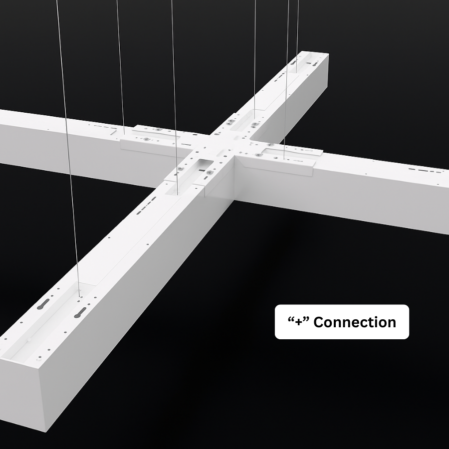 WAWA Lights X-shape 4-way LED linear linking bracket, white office connector