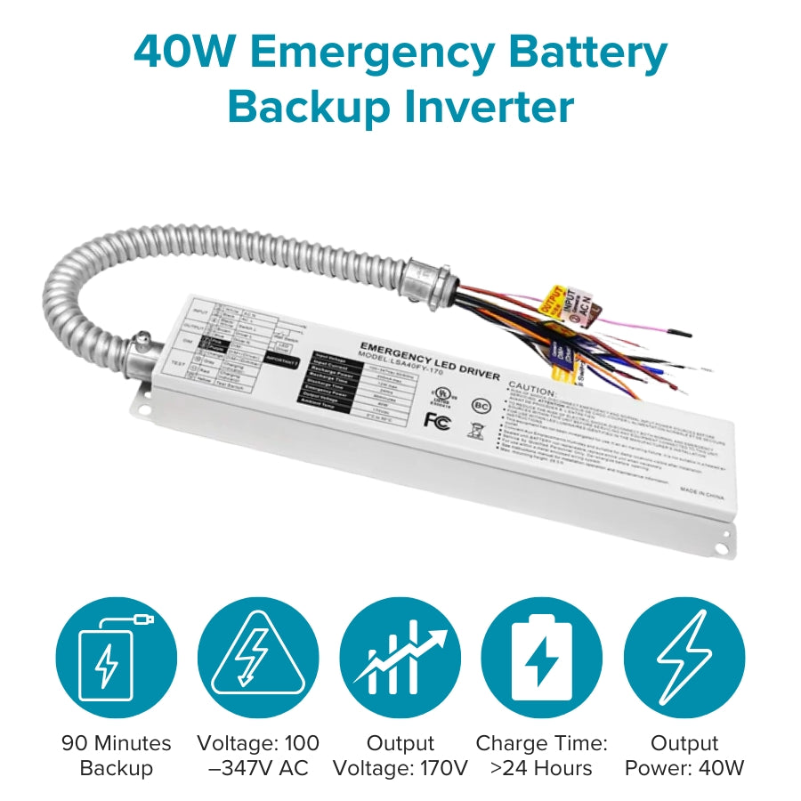 WAWA Lights Commercial LED Emergency Light, Dual Adjustable Heads, 90-Min Backup, 110–277V, UL