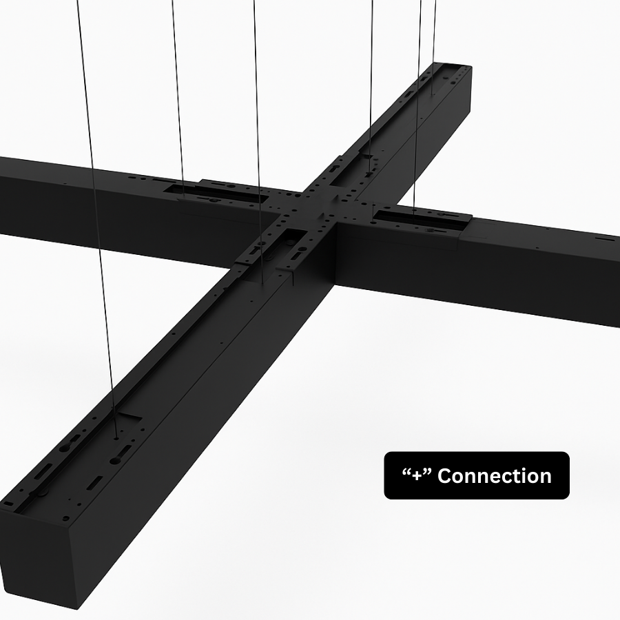 WAWA Lights X-shape 4-way LED linear linking bracket, black office connector