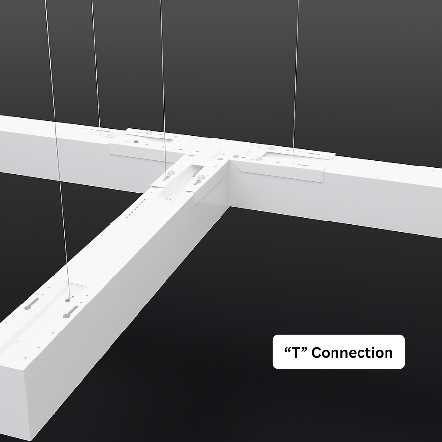 WAWA Lights T-Shape 3-way LED linear linking bracket, white metal office connector