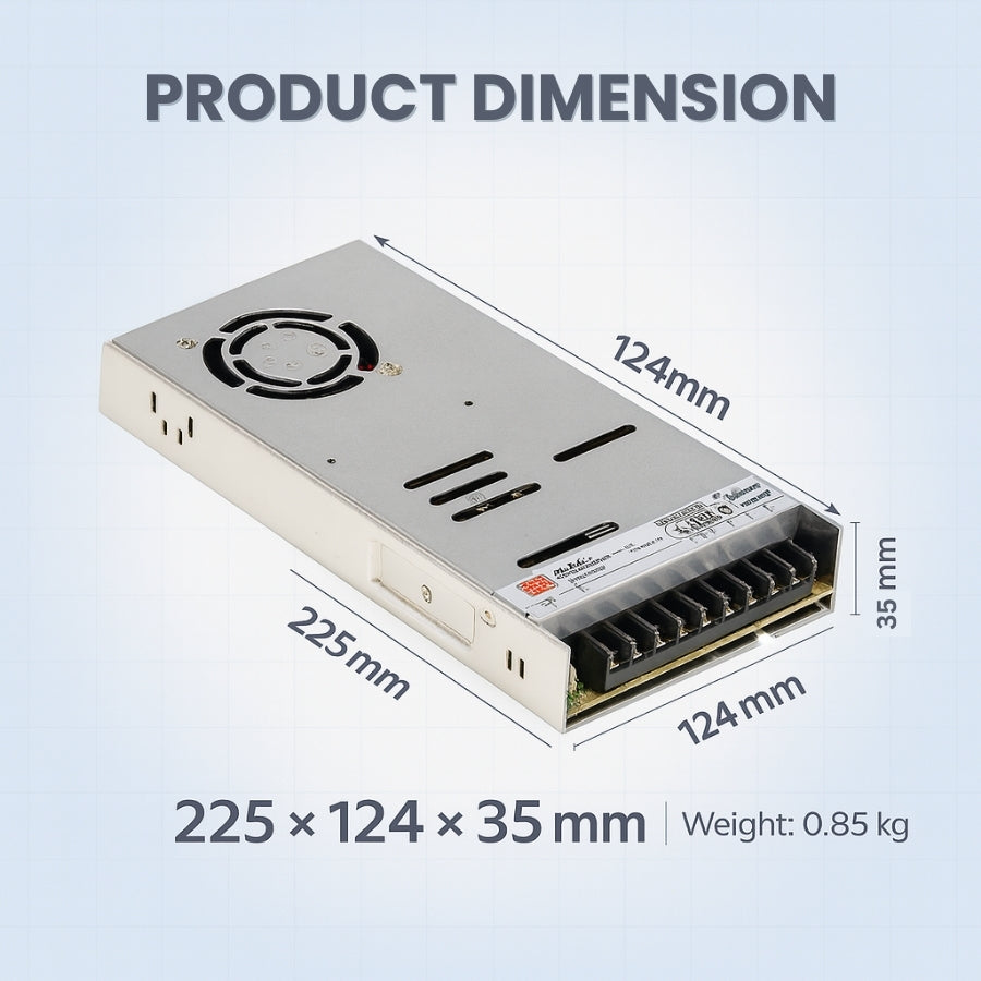 WAWA Lights LRS-450 450W 24V Switching Power Supply, 110–277V AC, UL/CE/RoHS, Industrial Grade