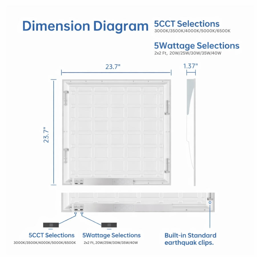 WAWA Lights 2x2 LED Panel Dimensions