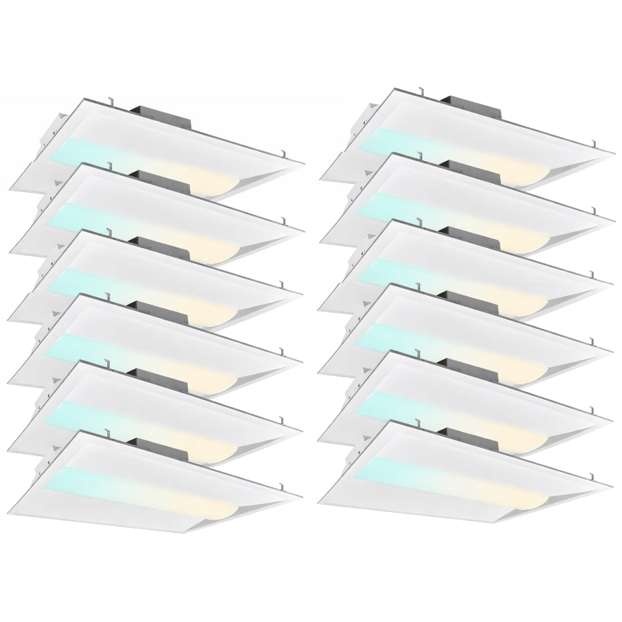 WAWA Lights 2×2 LED center basket troffer ceiling light, 12-pack bulk commercial lighting