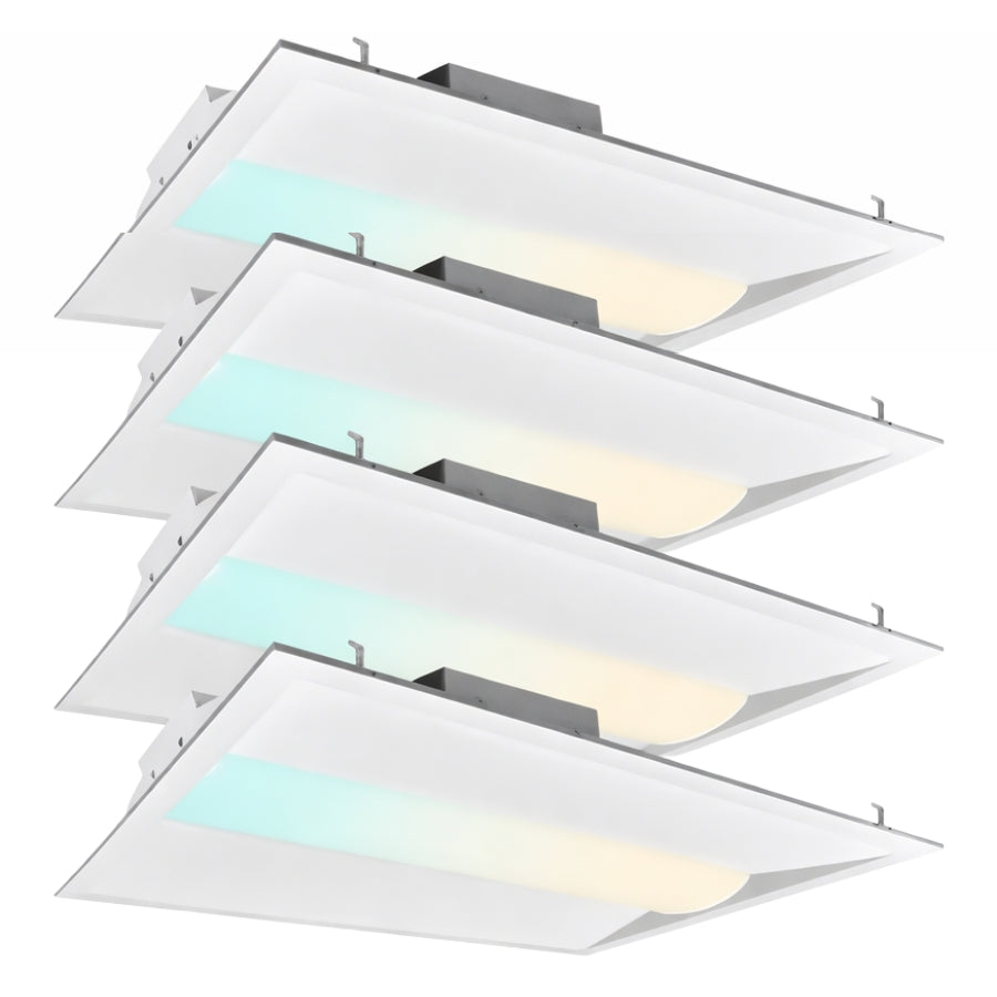 WAWA Lights 2×2 LED center basket troffer ceiling light, 4-pack, up to 5200 lumens, 5CCT selectable, 0–10V dimmable commercial fixture