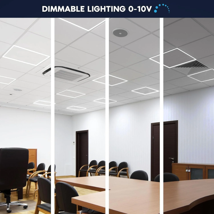 WAWA Lights 2×2 LED Flat Panel Light, 20 W / 30 W / 40 W Selectable, 5CCT, 2600 lm / 3900 lm / 5200 lm, 0–10V Dimmable, ETL & DLC — Drop Ceiling