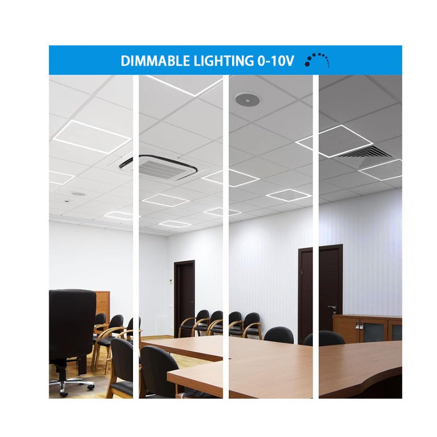 WAWA Lights 2×2 LED Flat Panel Light, 20 W / 30 W / 40 W Selectable, 5CCT, 2600 lm / 3900 lm / 5200 lm, 0–10V Dimmable, ETL & DLC — Drop Ceiling — 6 Panels