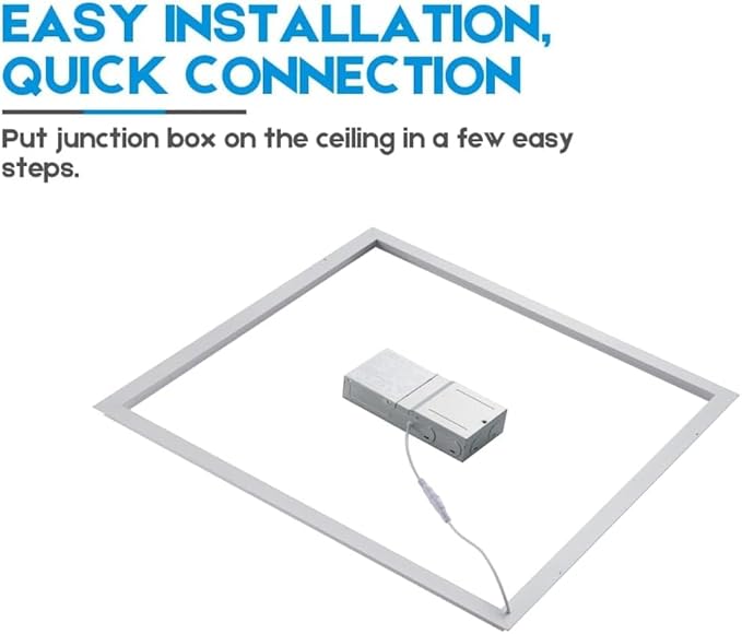 WAWA Lights 2×2 LED Flat Panel Light, 20 W / 30 W / 40 W Selectable, 5CCT, 2600 lm / 3900 lm / 5200 lm, 0–10V Dimmable, ETL & DLC — Drop Ceiling — 6 Panels