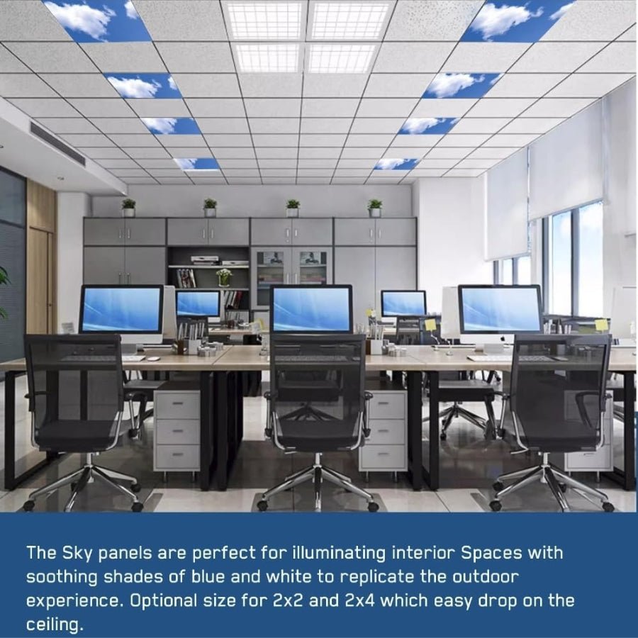 WAWA Lights 2×2 Artificial Sky LED Ceiling Panel, 40W, 6500K, 5000 Lumens, 0–10V Dimmable, ETL Listed — 4 Panels