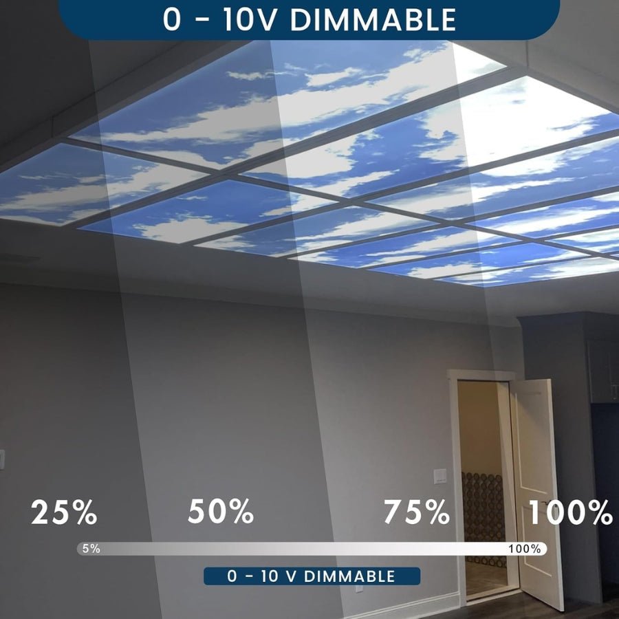 WAWA Lights 2×2 Artificial Sky LED Ceiling Panel, 40W, 6500K, 5000 Lumens, 0–10V Dimmable, ETL Listed — 4 Panels