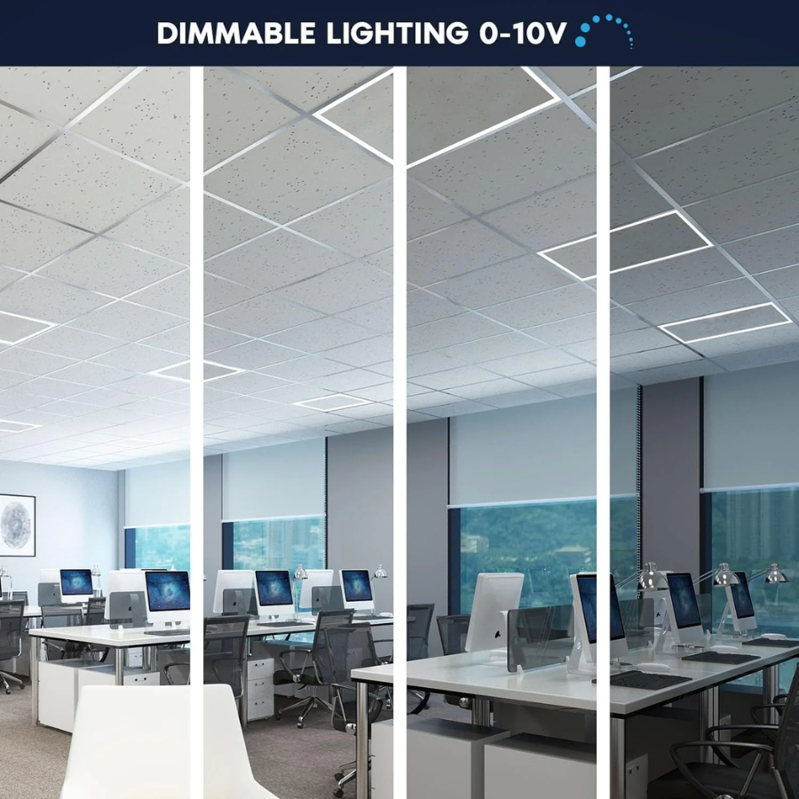WAWA Lights 2×4 LED Flat Panel Light, 40 W / 50 W / 60 W Selectable, 5CCT, 5200 lm / 6500 lm / 7800 lm, 0–10V Dimmable, ETL & DLC — Commercial