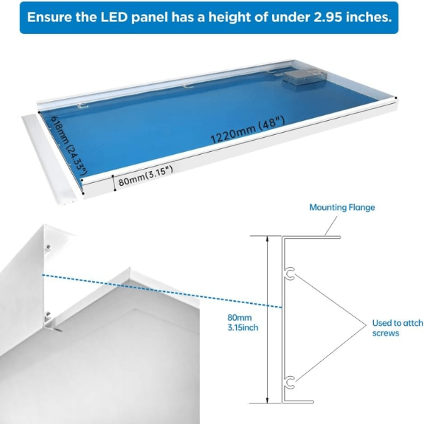 WAWA Lights 2x4 LED Flat Panel Light Surface Mount Kit2