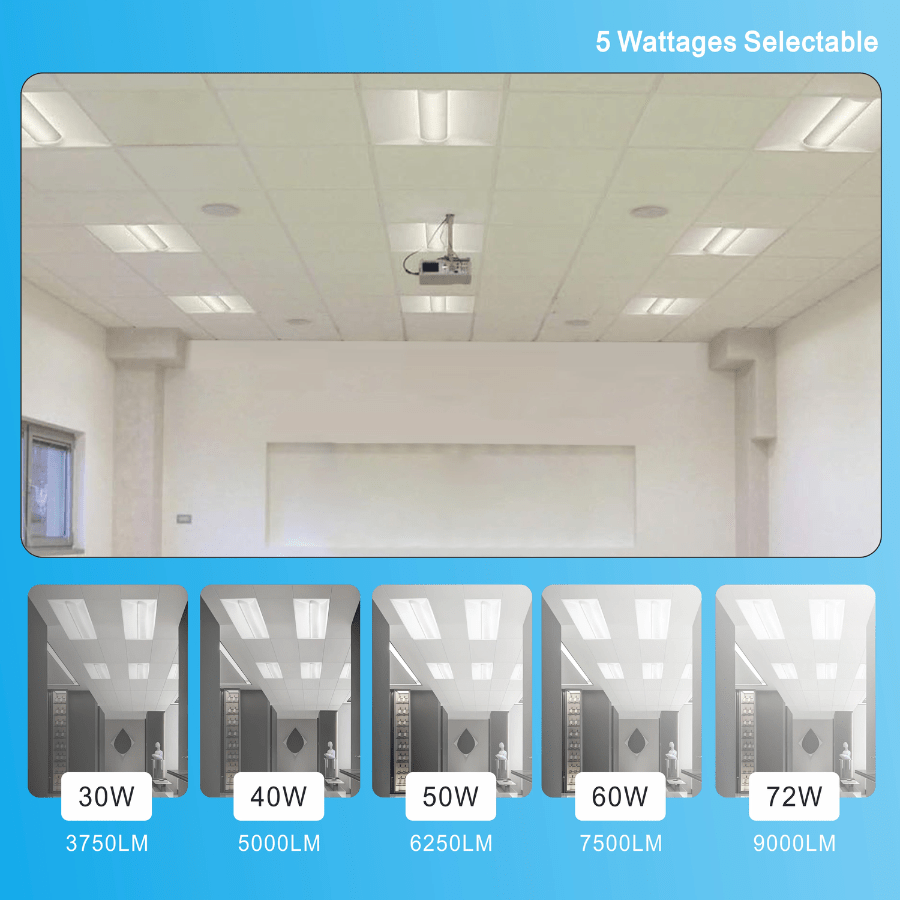 WAWA Lights 2x4 LED troffer 5 wattages selectable