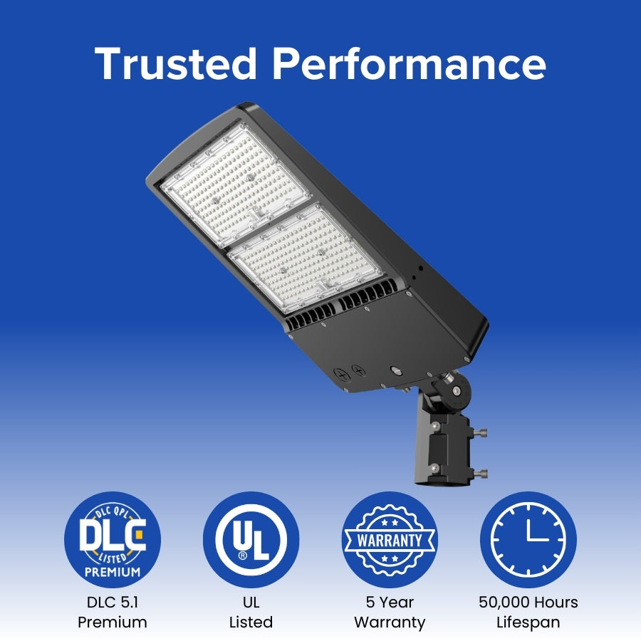 WAWA Lights 300W LED Parking Lot Area Light, 40,500–45,000 Lumens, 5000K, Type III, IP65, ETL & DLC