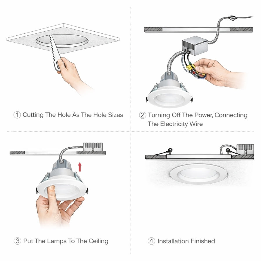 WAWA Lights 4-Inch Commercial LED Recessed Downlight, 5.5–12W, 3CCT, IC Rated, 0–10V, UL Listed