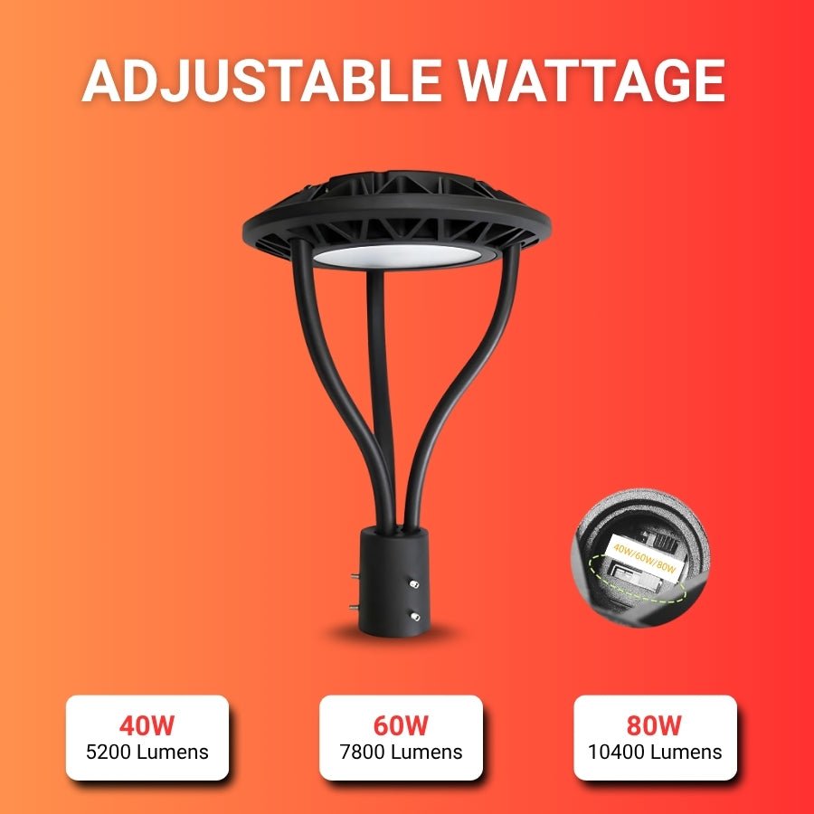 WAWA Lights 40–80W Selectable LED Post Top Light
