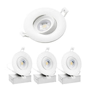 WAWA Lights 4 Inch LED Recessed Gimbal Light 5CCT 12W 1080Lm Canless ETL 4-pack