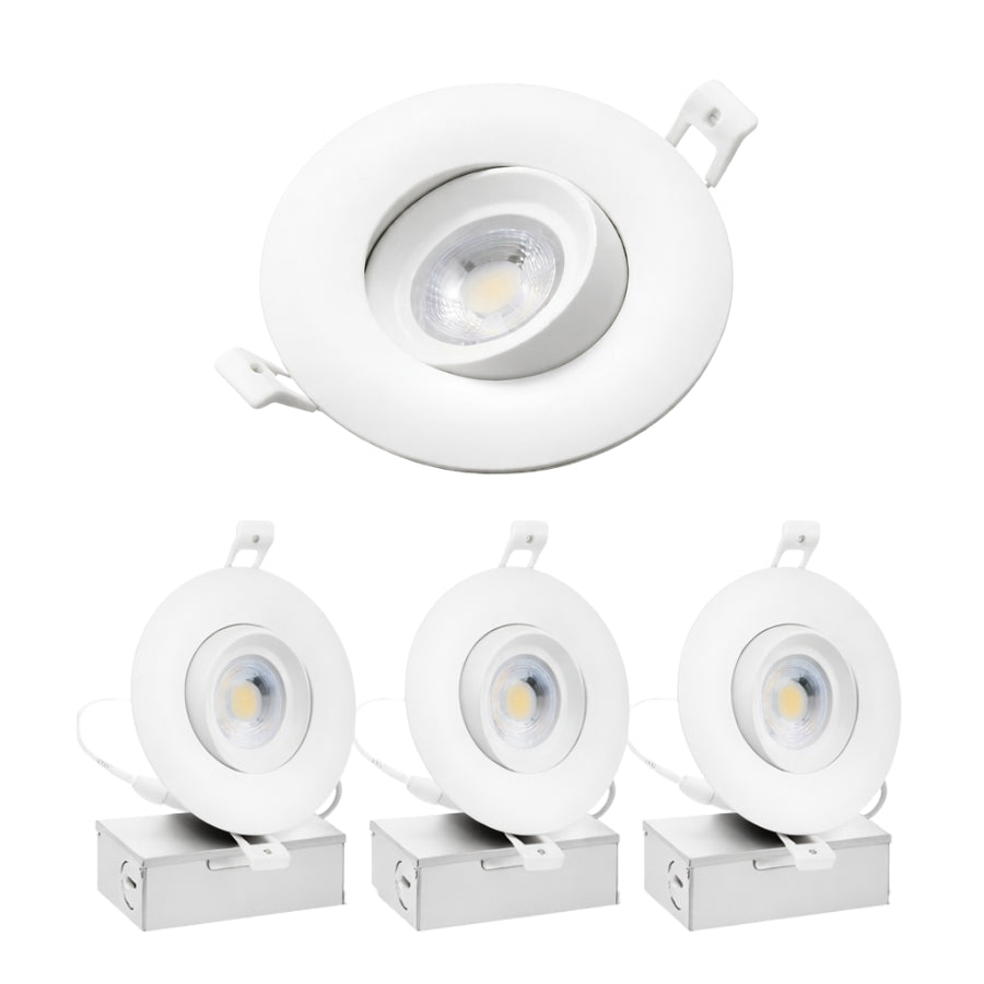 WAWA Lights 4 Inch LED Recessed Gimbal Light 5CCT 12W 1080Lm Canless ETL 4-pack