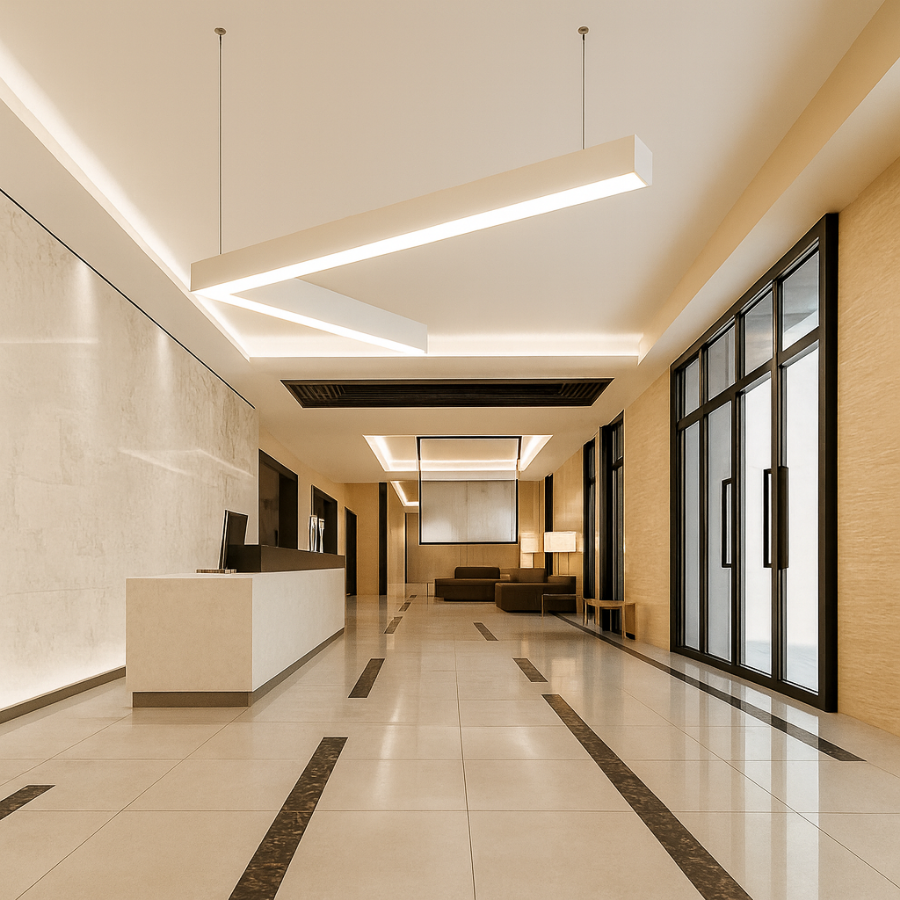WAWA Lights L-shape 90° LED linear corner office connector, white metal