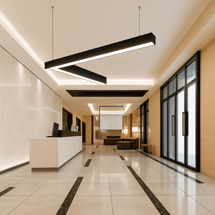 WAWA Lights L-shape 90° LED linear corner office connector, black metal