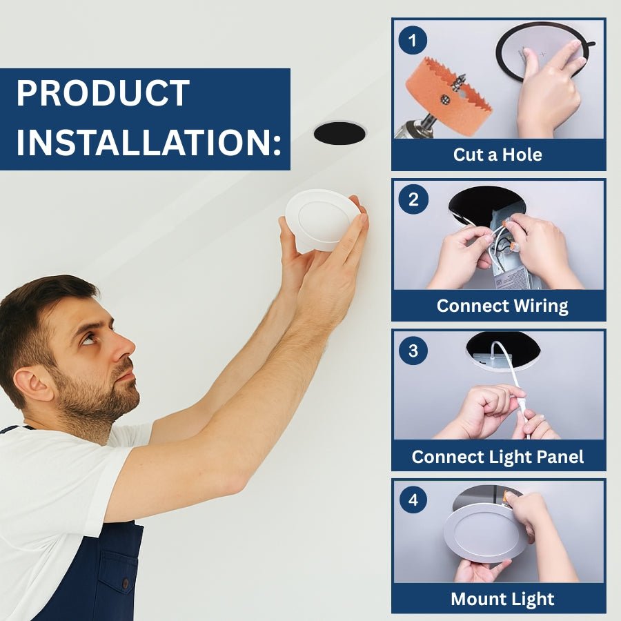 WAWA Lights 4 inch LED recessed can lights easy install