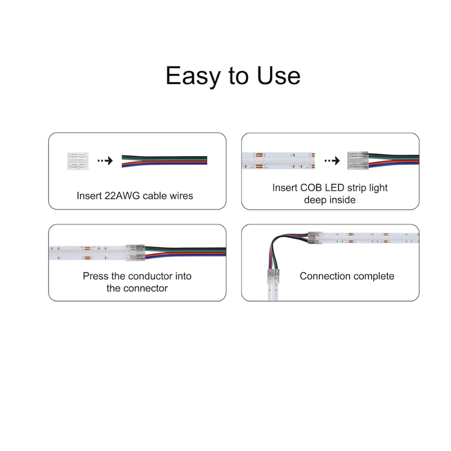 WAWA Lights 4-Pin RGB COB LED Strip Connector Kit