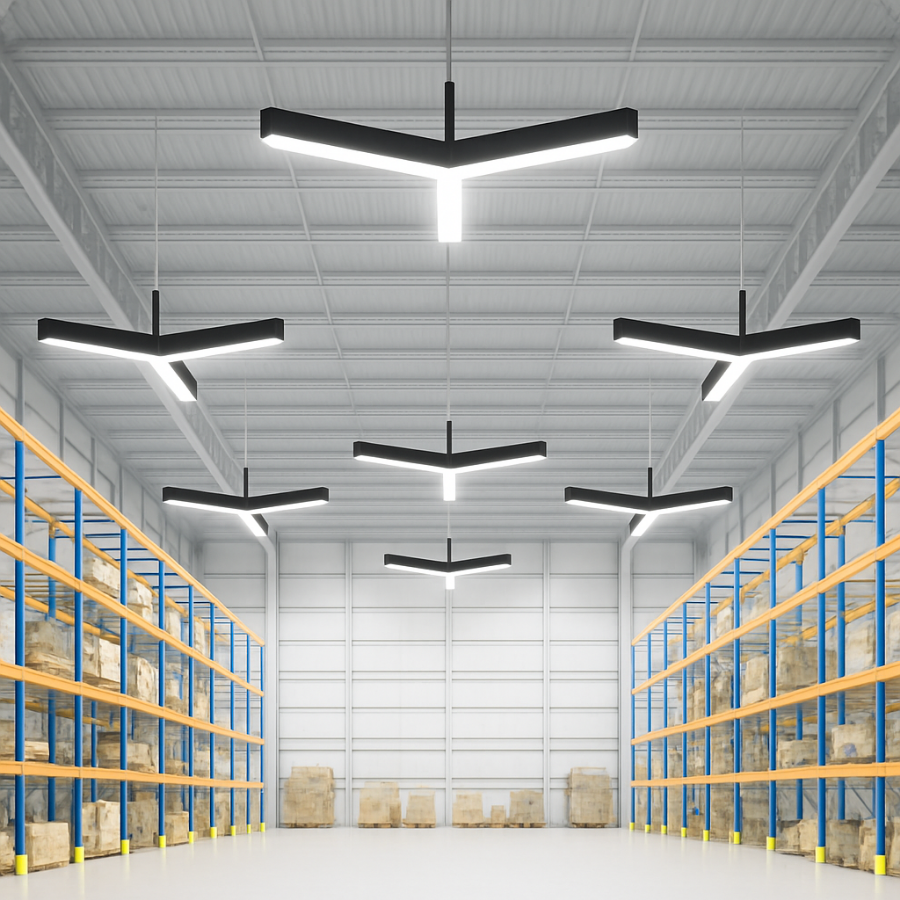 WAWA Lights black T-shape 3-way LED linear office linking bracket