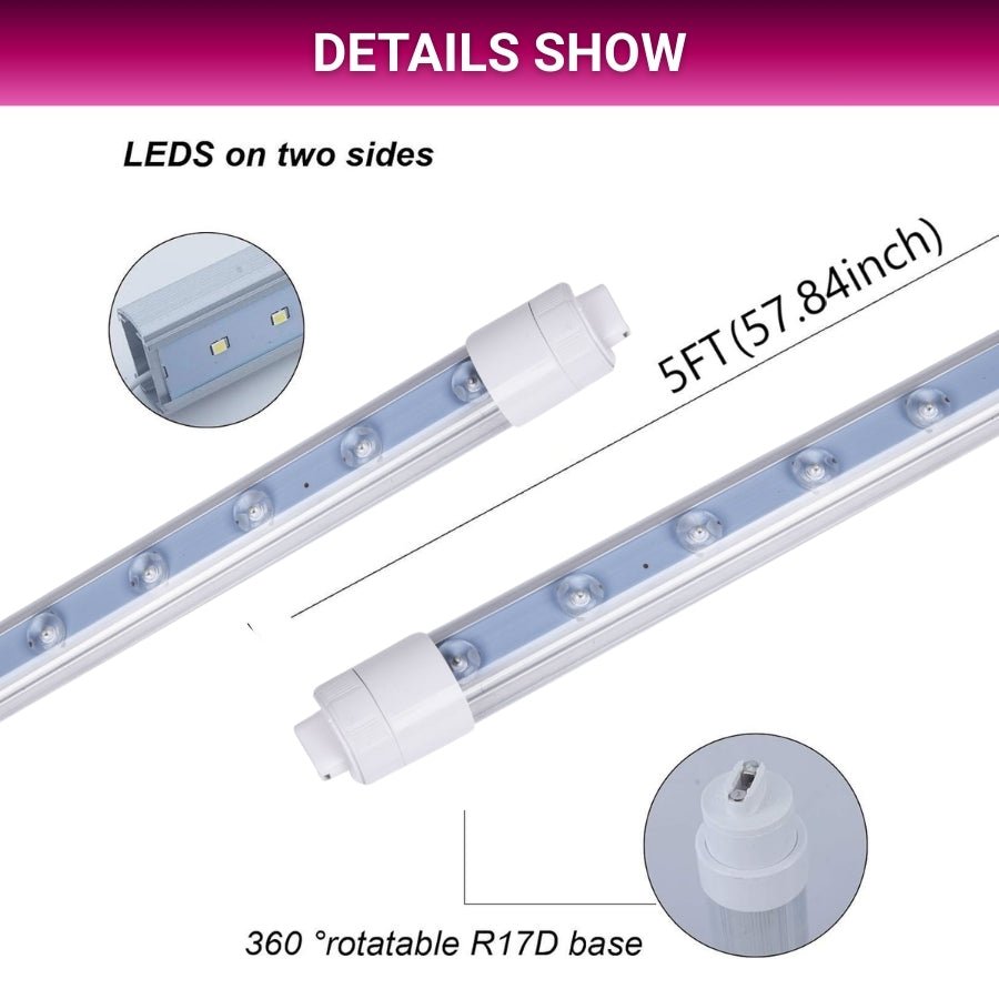 WAWA Lights 5ft LED Tube Lights double sided